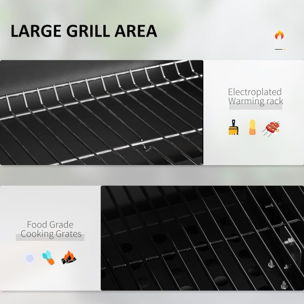 Portable Charcoal BBQ Grill with Side Table and Storage Shelf  