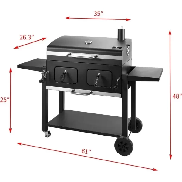 Extra Large Charcoal Grill with Adjustable Trays, Ideal for Backyard BBQs and Camping  